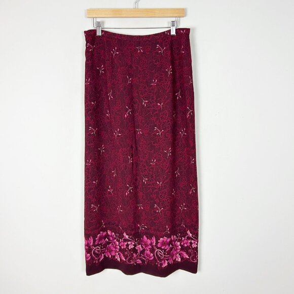 90s Y2K Fall Floral Maxi Skirt Fairy Romantic Classic Career Size 12 Women's - Picture 1 of 5